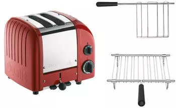 Dualit Paket 2 2er Toaster mit Brötchenaufsatz und Sandwichzange rot