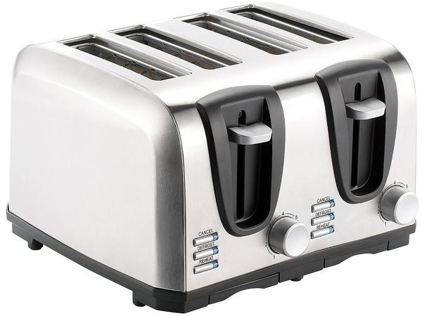Rosenstein & Söhne Edelstahl-Toaster für 4 Scheiben, 1300 W