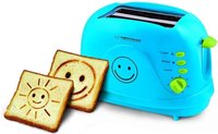 2-scheiben-toaster Mit Smiley-design Und Timer, Kr&uuml;melschublade, Farbe Blau -