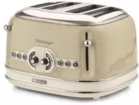 Ariete Toaster Vintage 156, 4 Scheiben, 6 Stufen, Auftaufunktion, Automatische
