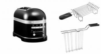KitchenAid 2-Scheiben Toaster Artisan 5KMT2204 + Brötchenaufsatz Paket 1 Onyx Schwarz
