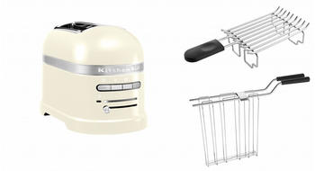 KitchenAid 2-Scheiben Toaster Artisan 5KMT2204 + Brötchenaufsatz Paket 1 Crème