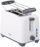 Adler AD 3216 Toaster in Wei&szlig;, mit Br&ouml;tchenaufsatz, Auftaufunktion und