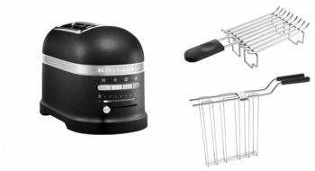 KitchenAid 2-Scheiben Toaster Artisan 5KMT2204 + Brötchenaufsatz Paket 1 Gusseisen Schwarz