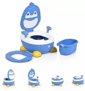 Moni Riko Pinguin Töpfchen mit Deckel, Haltegriffen, blau (108660)