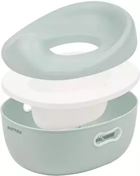 Nattou Potty 3-in-1 Lerntöpfchen, Tritthocker & Toilettensitz, salbeigrün (155007)