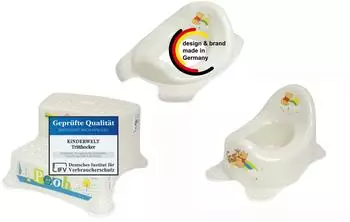 KiNDERWELT Disney Winnie Puuh Töpfchen-Set 3-tlg., WC-Aufsatz, zweistufiger Hocker, perlweiß