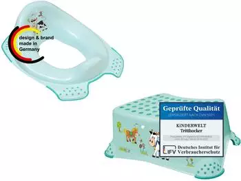 KiNDERWELT Funny Farm Toilettentrainer-Set WC-Aufsatz + Hocker, aquamarin