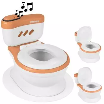 Twinky 3-in-1 T&ouml;pfchen & Toilettentrainer mit Musik, braun (SS003)