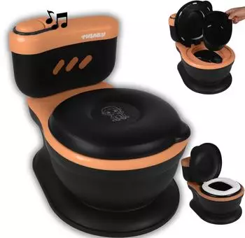 Twinky 3-in-1 Töpfchen & Kindertoilette mit Spülklang, schwarz (Toilet-BLK)