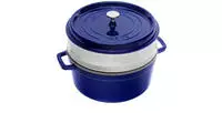 STAUB Gusseisen-Bra&auml;ter/Cocotte mit Dampfeinsatz, rund 26 cm, 5,2 l, mit mattschwarz