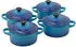 Le Creuset Mini Cocotte 4er Set azure