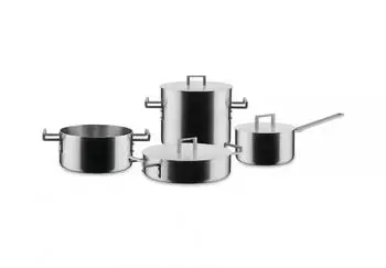 Alessi Kochtopfset CONVIVIO Edelstahl 7-teilig Matte grey