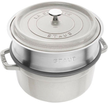 Staub Runde Cocotte mit D&auml;mpfeinsatz 24 cm weisser tr&uuml;ffel