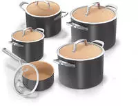 Ninja CW95000DE, Kochset, Aprikose, Grau, Aluminium, Keramik, Edelstahl, Edelstahl -