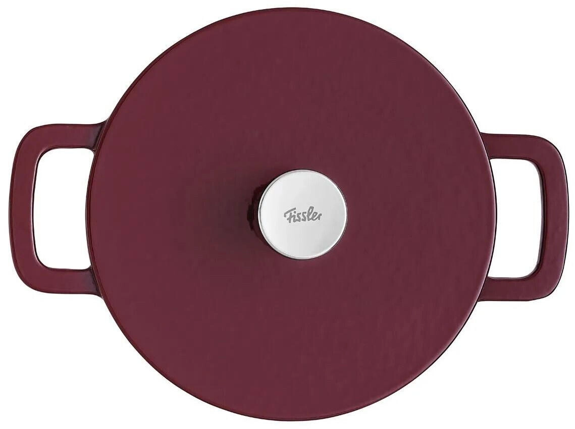 Fissler Moments Collection Emaillierter Gusseisen-Bräter rund Ø24cm Burgunderrot Induktions-Topf