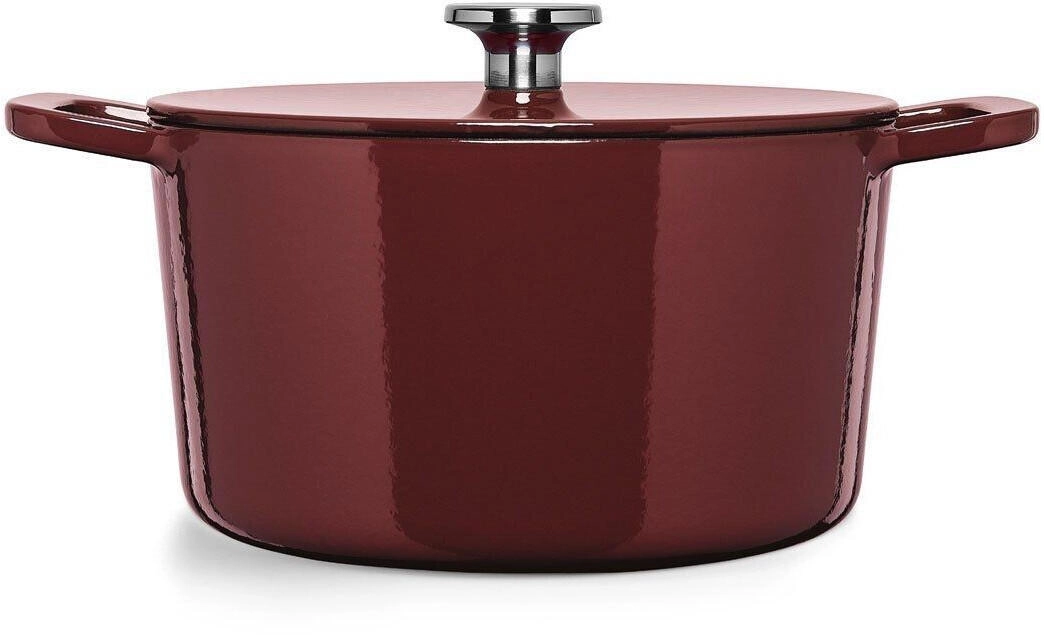 Fissler Moments Collection Emaillierter Gusseisen-Bräter rund Ø24cm Burgunderrot Induktions-Topf