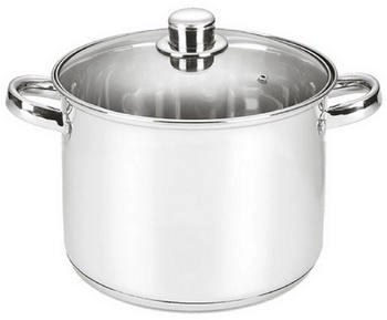 Michelino Edelstahl Kochtopf mit 3-schichtigem Alu-Thermoboden, Silber (13 Liter)