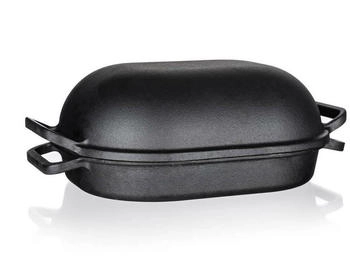 BANQUET BANKETT Bäcker Gusseisen AUSGEZEICHNET 39 x 26 x 14 cm, 3 + 4 l, Oval mit Deckel, black