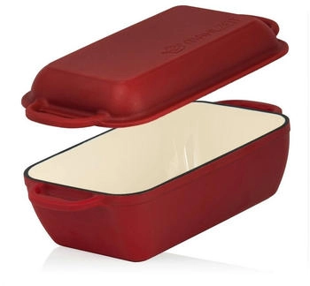 Mahlzeit Gusseisen Br&auml;ter mit Deckel emailliert 4,8 Liter Dark Cherry