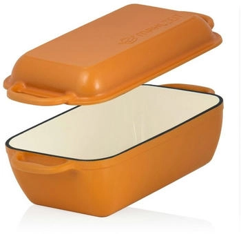 Mahlzeit Gusseisen Br&auml;ter mit Deckel emailliert 4,8 Liter Sunny Orange