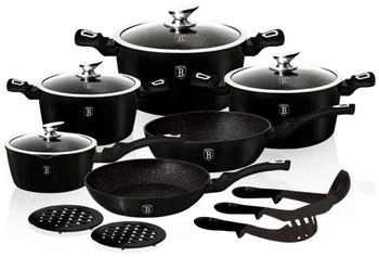 BerlingerHaus GRANITE POT SET BH-1474, Pfanne + Kochtopf, Schwarz