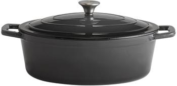 APS 88309 Bräter mit Deckel "5 STARS", Gusseisen, induktionsgeeignet, ofenfest, inkl. Deckelhalter, 33 x 25 cm, 5 Liter, anthrazit