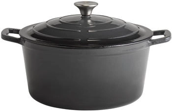 APS 88307 Kochtopf mit Deckel "5 STARS", Schmortopf Gusseisen, induktionsgeeignet, ofenfest, inkl. Deckelhalter, Ø 28 cm, 6 Liter, anthrazit