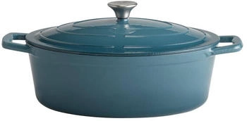 APS "Gusseisen Bräter mit Deckel 5 Stars creamy/türkis 33x25x11cm 5l" ("88316")