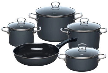 Riess Geschirr-Set 5-teilig Dark Grey Topfset mit Pfanne - extrastark
