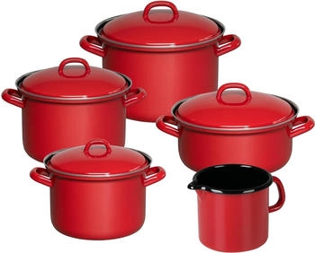 Riess Topf-Set aus Emaille 5-tlg. in rot