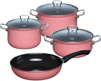 Riess Kochgeschirr-Set aus Emaille 4-tlg. in pink