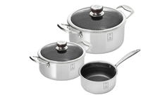 HENSSLERS Topf-Set Set, 1 Universaltopf &Oslash; 20 cm und &Oslash; 24 cm mit Deckel, 1 Stieltopf