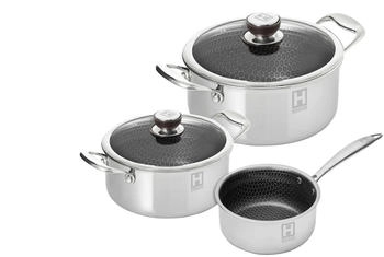 Henssler Topf-Set, Edelstahl (Set, 5-tlg., 1 Universaltopf &Oslash; 20 cm und &Oslash; 24 cm mit Deckel, 1 Stieltopf 2,2 l)