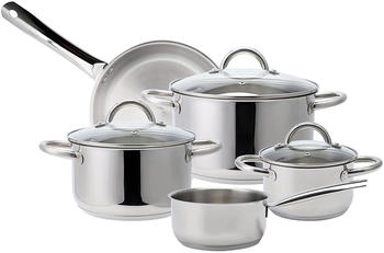 Echtwerk Topf-Set Silber-Edition Edelstahl 18/8 (Set 8-tlg. je 1 Kochtopf 16/20/24 cm, Kasserolle 16 cm, Bratpfanne 24 cm) für alle Herdarten geeignet, Induktion