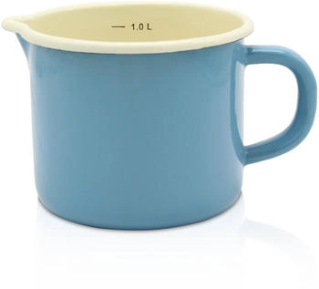 Kr&uuml;ger Milchtopf Emaille (1-tlg) Literskala 1 Liter f&uuml;r Induktions-Kochfelder geeignet blau