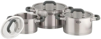 Mulex Lugano Topf-Set Edelstahl 18/10 (Set, 6-tlg) Messskala Schüttrand Kapselboden Induktion