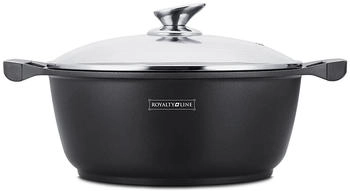 Royalty Line Switzerland RL-BS34M: Marmorbeschichteter Kochtopf & Kasserolle schwarz 34 cm