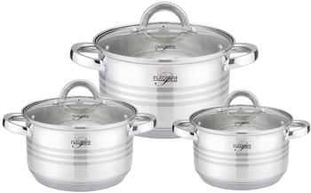 Cheffinger 6 tlg. Edelstahl Kochgeschirr Induktion 18/10 Edelstahl Kochtopf Topf Set Deckel Gastronomie