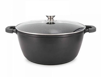 Cheffinger XXL Kochtopf mit Deckel &oslash; 44 cm mit Marmorbeschichtung ca. 23 Liter Schwarz