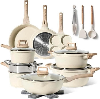Just Perfecto Induktions T&ouml;pfe Set 21 pcs Biege Pfannenset mit deckel Induktions T&ouml;pfe Set - T&ouml;pfe & Pfannen set ohne PTFE und PFOA - Topfset