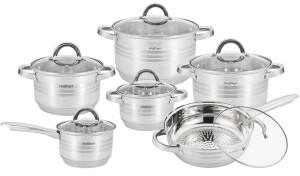 Cheffinger 12-tlg. Edelstahl Kochgeschirrset Deckel Induktion Kochtopf Topf