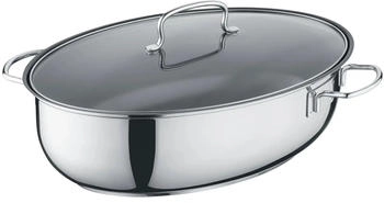 Berndes Edelstahlbräter Edelstahl Oval 38x25,5 cm mit Glasdeckel