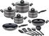 GSW Milano Nero Topf-Set inkl. Küchenhelfer-Set,grau 15er-Set