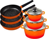 KING Topf-Set "Shine Orange" Set, je 1 Kochtopf mit Deckel 18 /20/24 cm, je 1