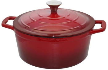 Elo Round enameled cast iron casserole with lid 26 cm Red