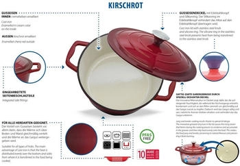Elo Round enameled cast iron casserole with lid 26 cm Red – Elo Round – Gusseisen-Schmortopf mit 26 cm Durchmesser