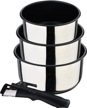 Bergner Click&Cook - Topfset 4- teilig - Aus Edelstahl und mit antihaftbeschichtet 3 Töpfe mit 16 / 18 / 20 cm