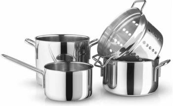 Eva solo Eva Trio Topfset Pfanne + Kochtropf silber Edelstahl Pastaeinsatz 1.8 / 3.6 / 4.8 L 4-tlg.