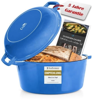OTTIA Schmortopf Gusseisen blau emailliert &Oslash; 26 cm 4,5 L
